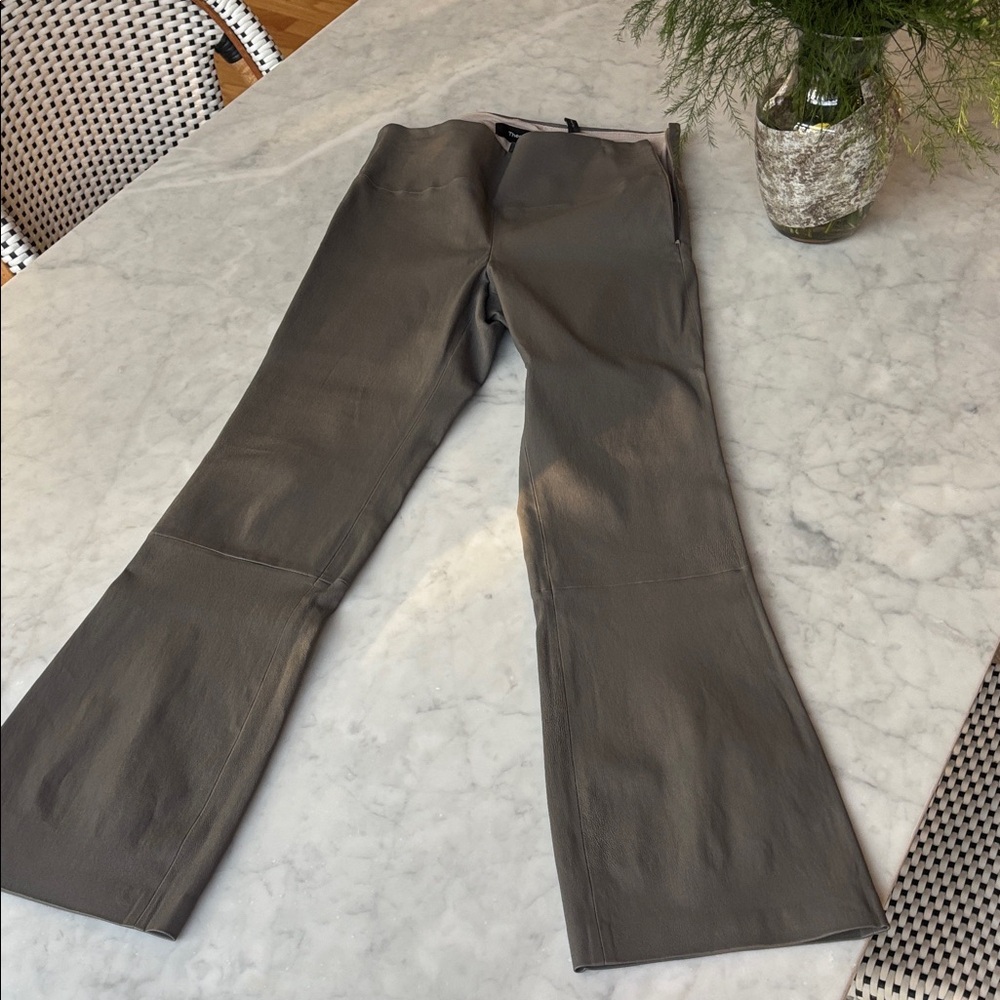 Theory Women's Taupe Cropped Flared Pants